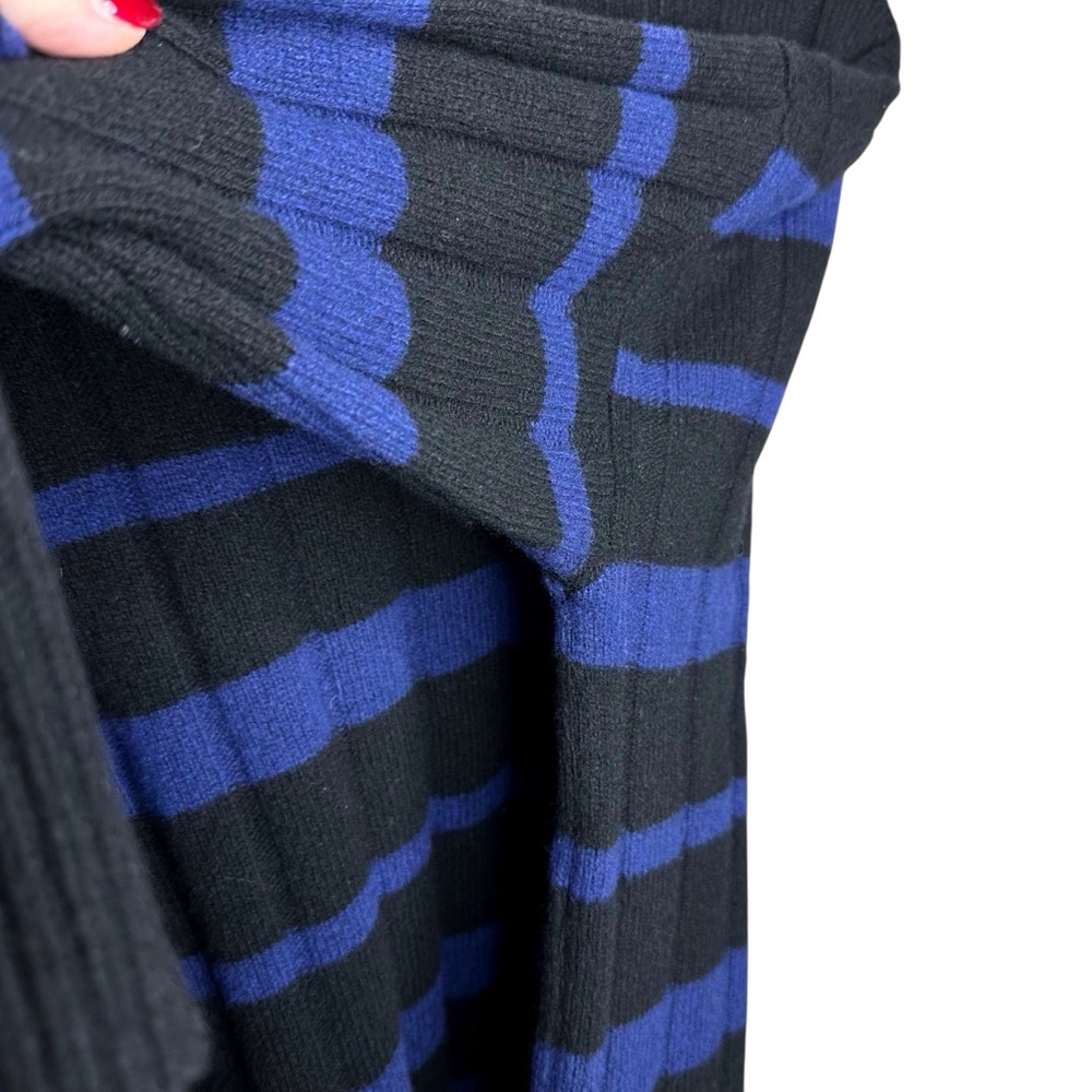 Madewell Ribbed Cashmere-Wool Pullover Sweater Cobalt Blue/Black Stripe Small - Picture 11 of 16